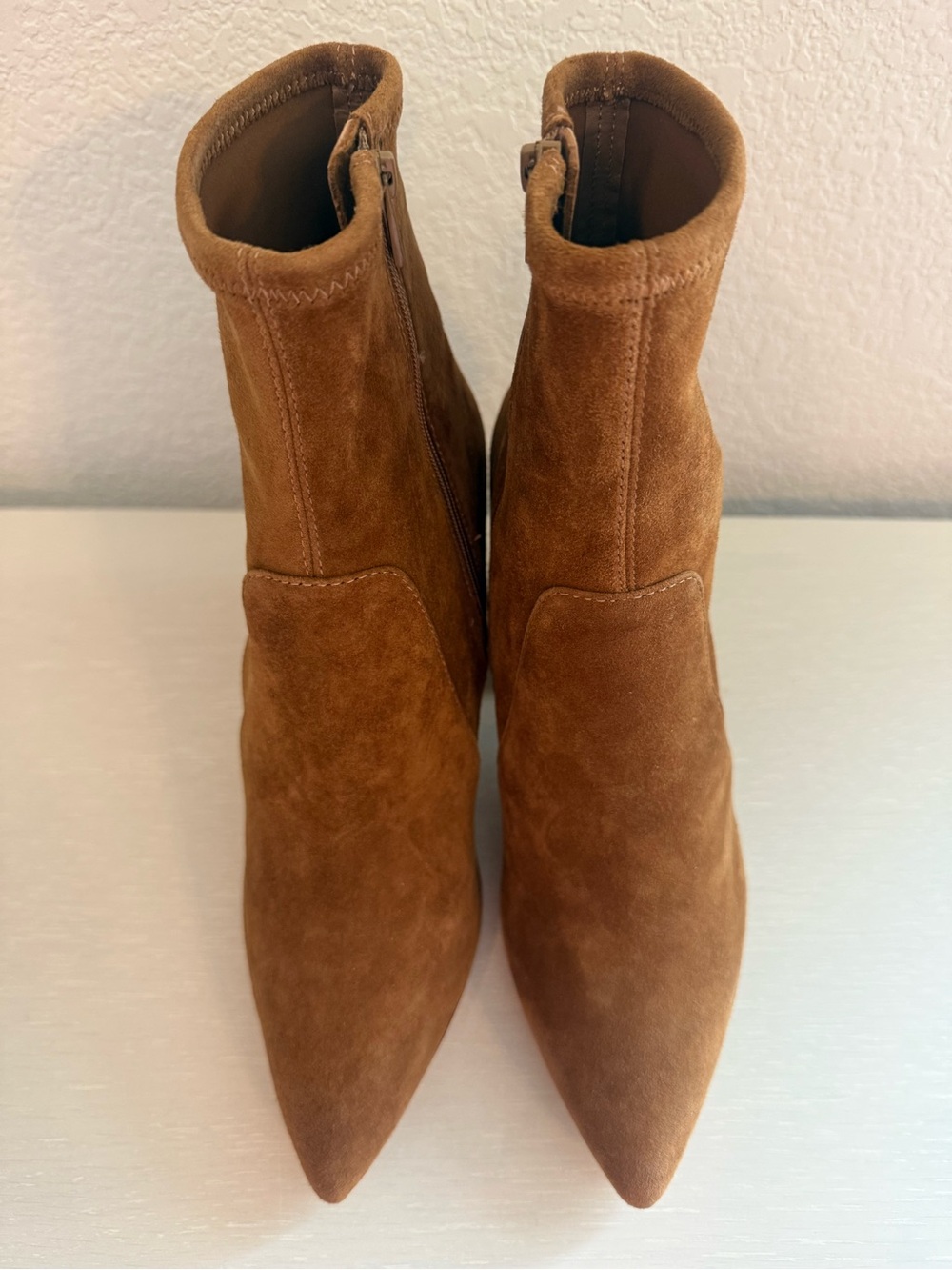 Loeffler Randall Chestnut Suede Pointed Toe Block Heel Ankle Boots - Picture 7 of 13